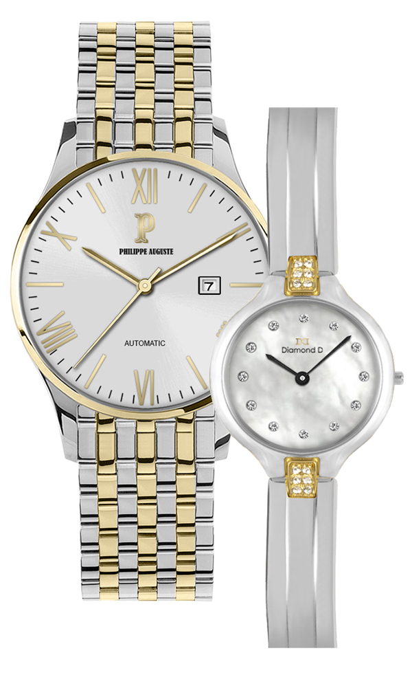 Đồng hồ Philippe Auguste PA5001E + Diamond D DD6018C